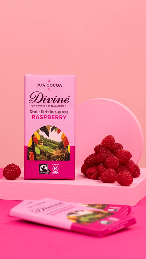 Divine 70% Dark Chocolate with Raspberries