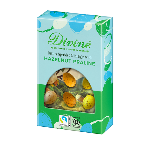 Luxury Milk Chocolate Speckled Mini Eggs with Hazelnut Praline