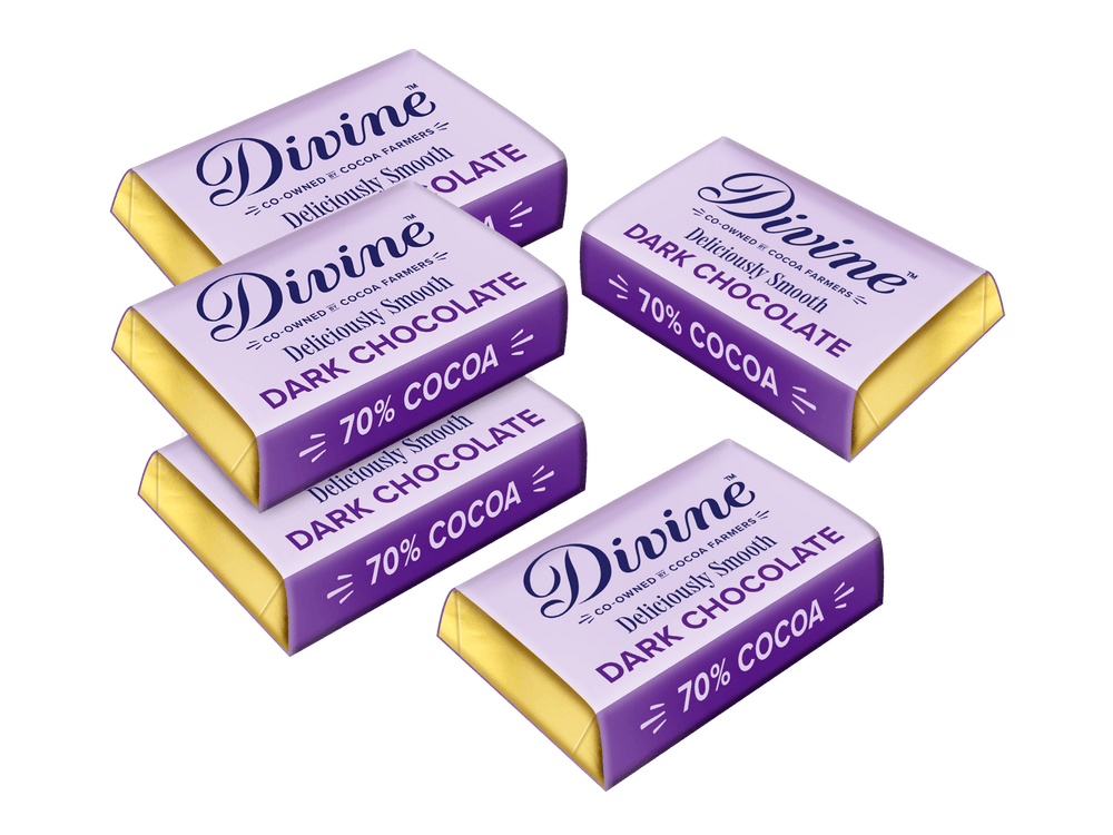 100 X Divine 70% Dark Chocolate Mini Bars