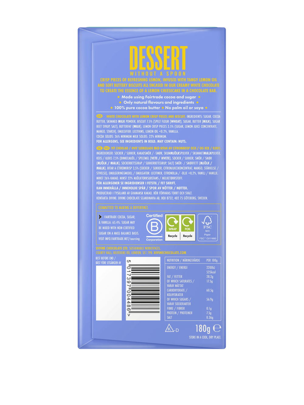 Divine Dessert Bar Lemon Cheesecake 180g